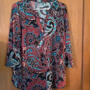 Sew In Love Red and Teal Paisley Blouse